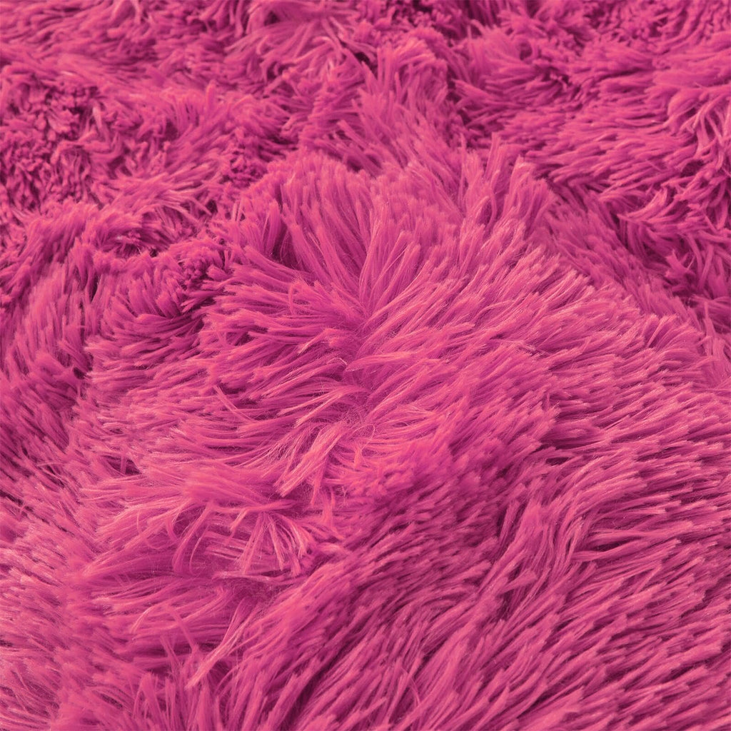 Fluffy Faux Fur hot Pink Comforter Cover Set - Ultra Soft Plush Bedding Sets 3 Pieces (1 Fluffy Duvet Cover + 2