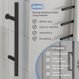 56-60" W x 72" H Frameless Shower Door, SGCC Certified & ANSI Standard Ultra-Clear Tempered Black Shower Door with