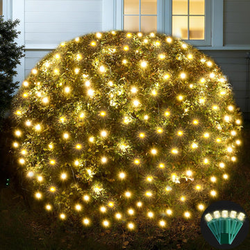 Led Net Lights Christmas Lights Outdoor 200Led 9 ftx 6ft Upgraded WarmWhite Christmas Net Lighting, Waterproof 5mm