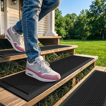 Stairs Treads for Wooden Non Slip Step Outdoor Mat Black 8"x30" 5PCS