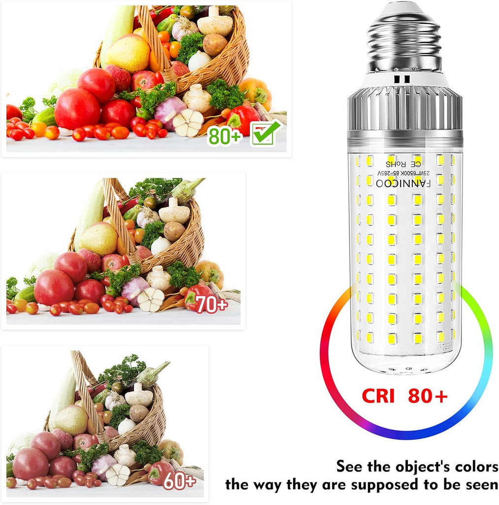 E26 LED Bulb,25W LED Corn Light Bulb 200W Equivalent 6500K Cool Daylight White 2500LM Non-dimmable Flicker Free