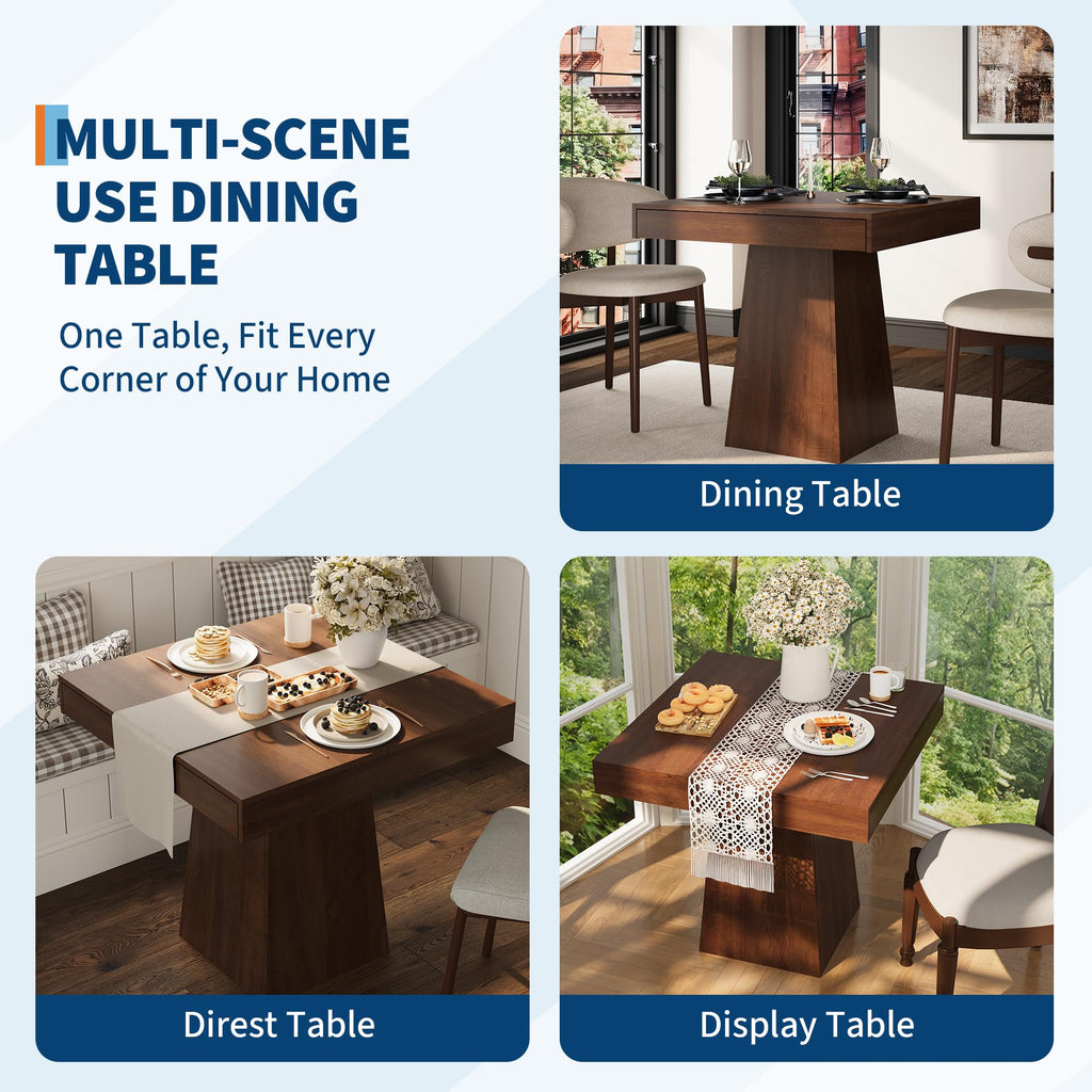 Small Dining Table with Drawers, 31.5 Inch Farmhouse Kitchen Table