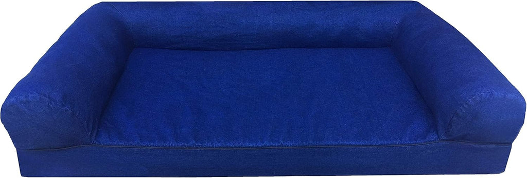 Premium Orthopedic Gel Memory Foam Pet Sofa Bed with Waterproof Liner and Denim Cover Couch Lounger 47"X29"