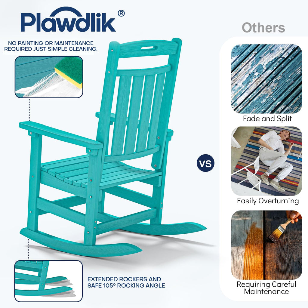 Oversized Outdoor Rocking Chair, All-Weather Patio Rocker, Aruba