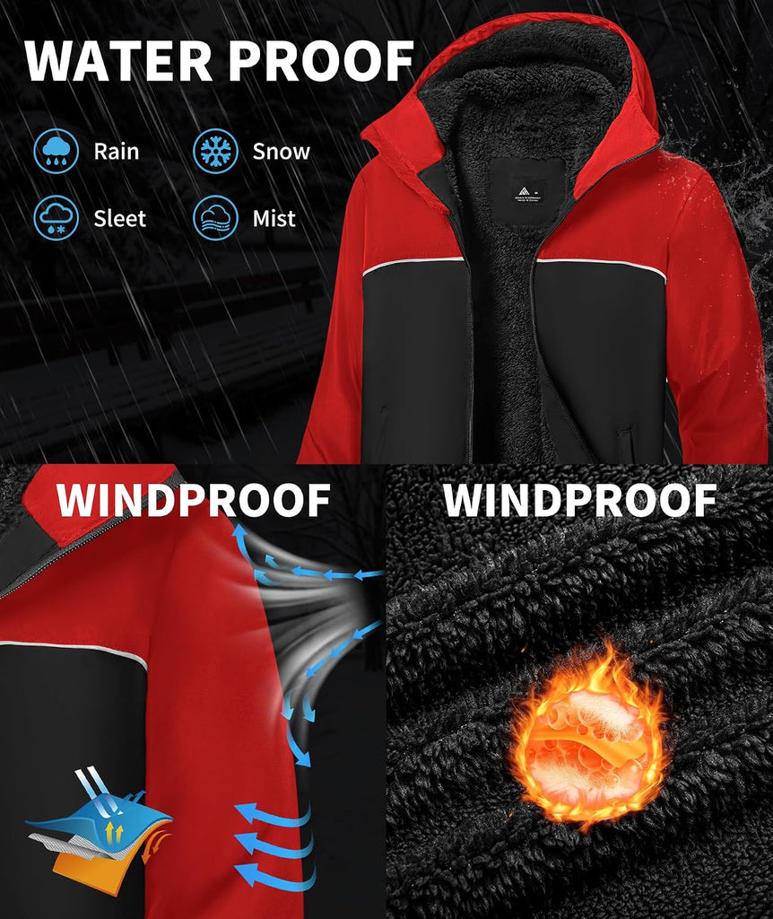 Boys Girls Fleece Waterproof Jackets Sherpa Lined Hoodies Zip Up