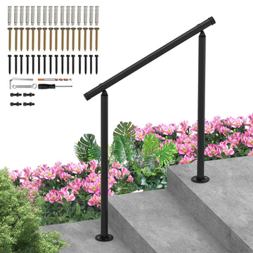 Hand Rails for Outdoor Steps - Adjustable Handrail Railing Kit for Indoor Stairs (2-3 Steps), Easy One-Step Assembly