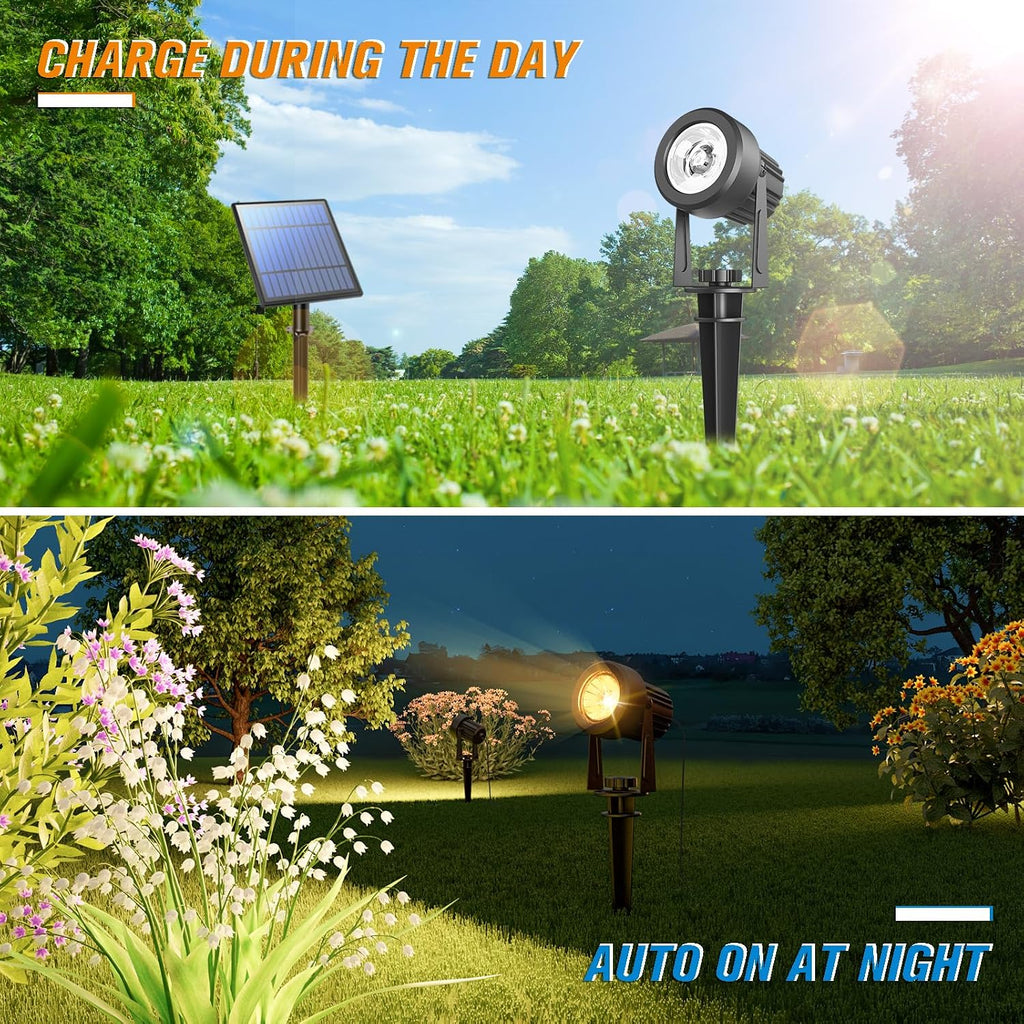 Solar Spot Lights Outdoor 4-in-1 Solar Landscape Lights Dusk to Dawn Solar Uplights IP65 Waterproof 9.8ft Cable