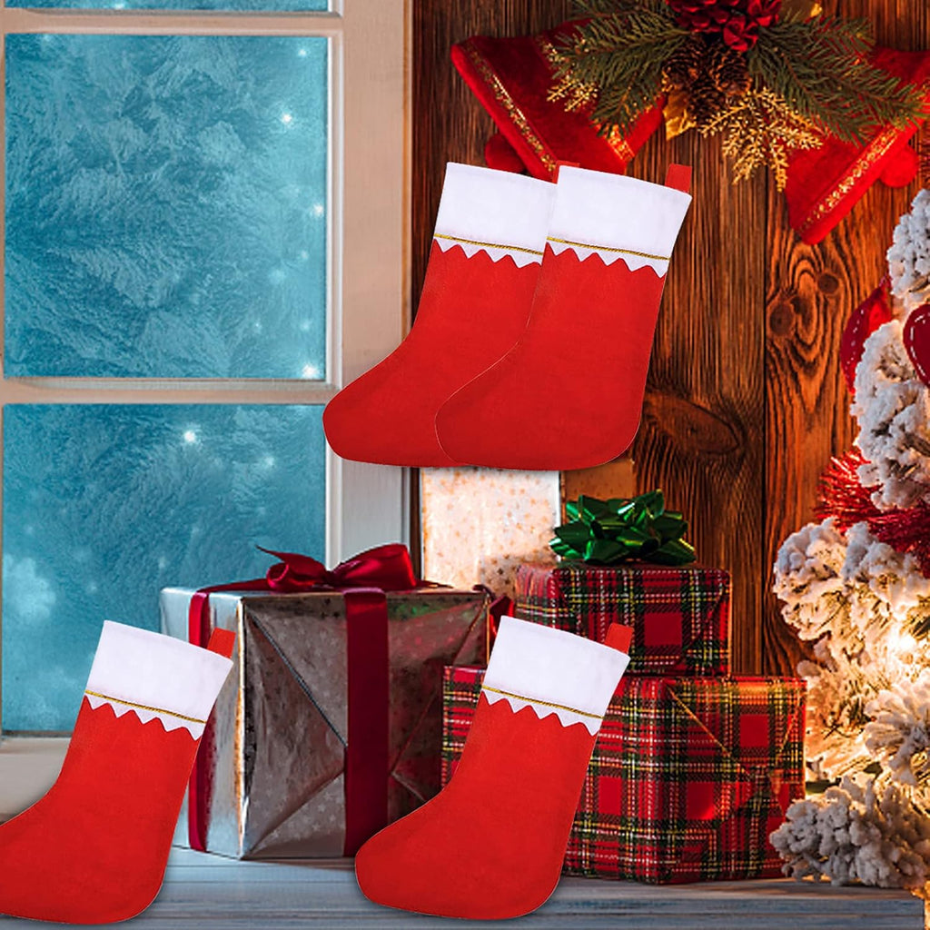 Christmas Stockings Bulk 15 Inches Red Felt Xmas Stockings Holiday Big Santa Stockings for Fireplace Hanging - Set of 24