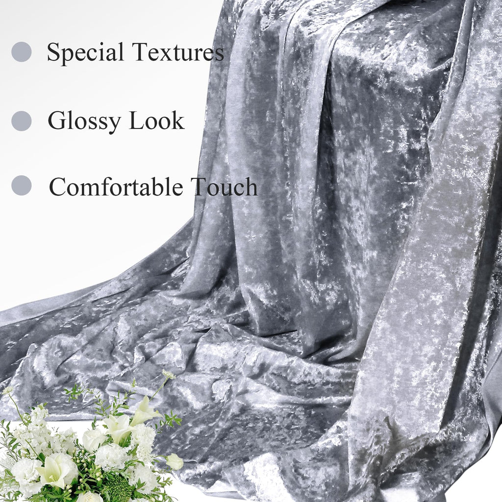 1 Yard 63" Wide Light Grey Stretch Crushed Velvet Fabric