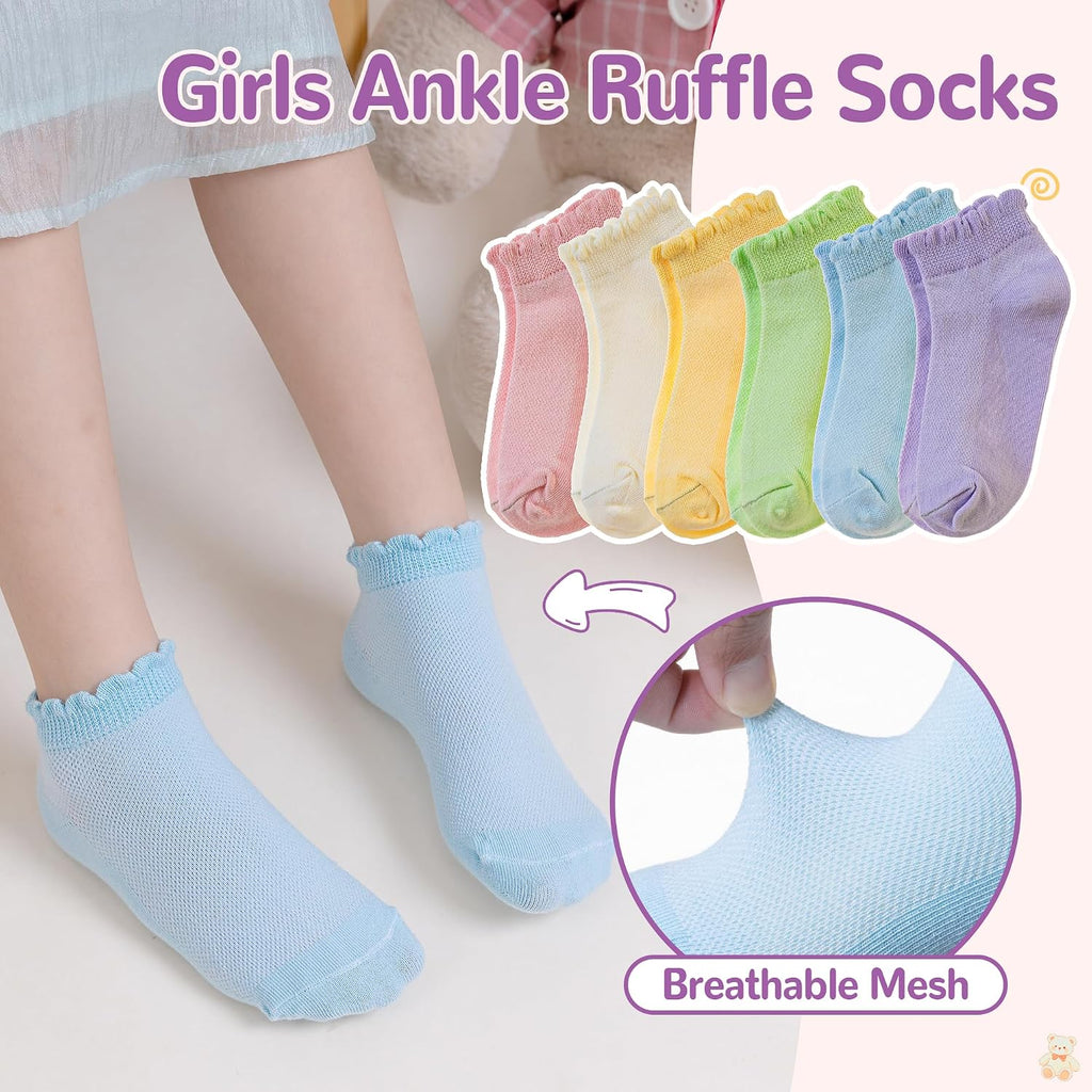 White School Uniform Dress Lace Cotton Frilly Dress Ankle Socks 6 Pairs