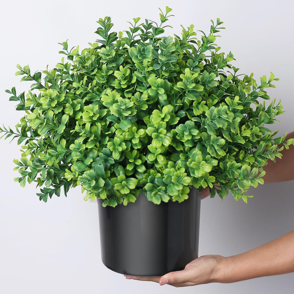 2 Sets of Artificial Boxwood Topiary Trees for Front Door Decoration(Green)