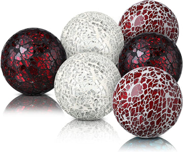 Decorative Balls for Bowls 6.5 cm / 2.5 Inch Orbs Glass Balls for Centerpiece Bowls Mosaic Sphere Decoration - Set of 6