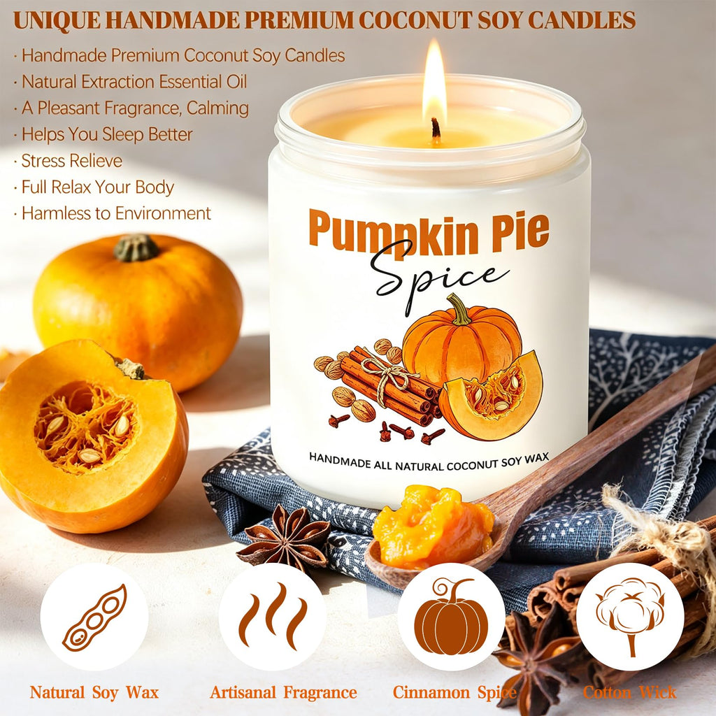 Fall Candles, Pumpkin Cinnamon Spice Candles, Fall Scented Candle Decorations Gifts for Women Pumpkin Pie Spice