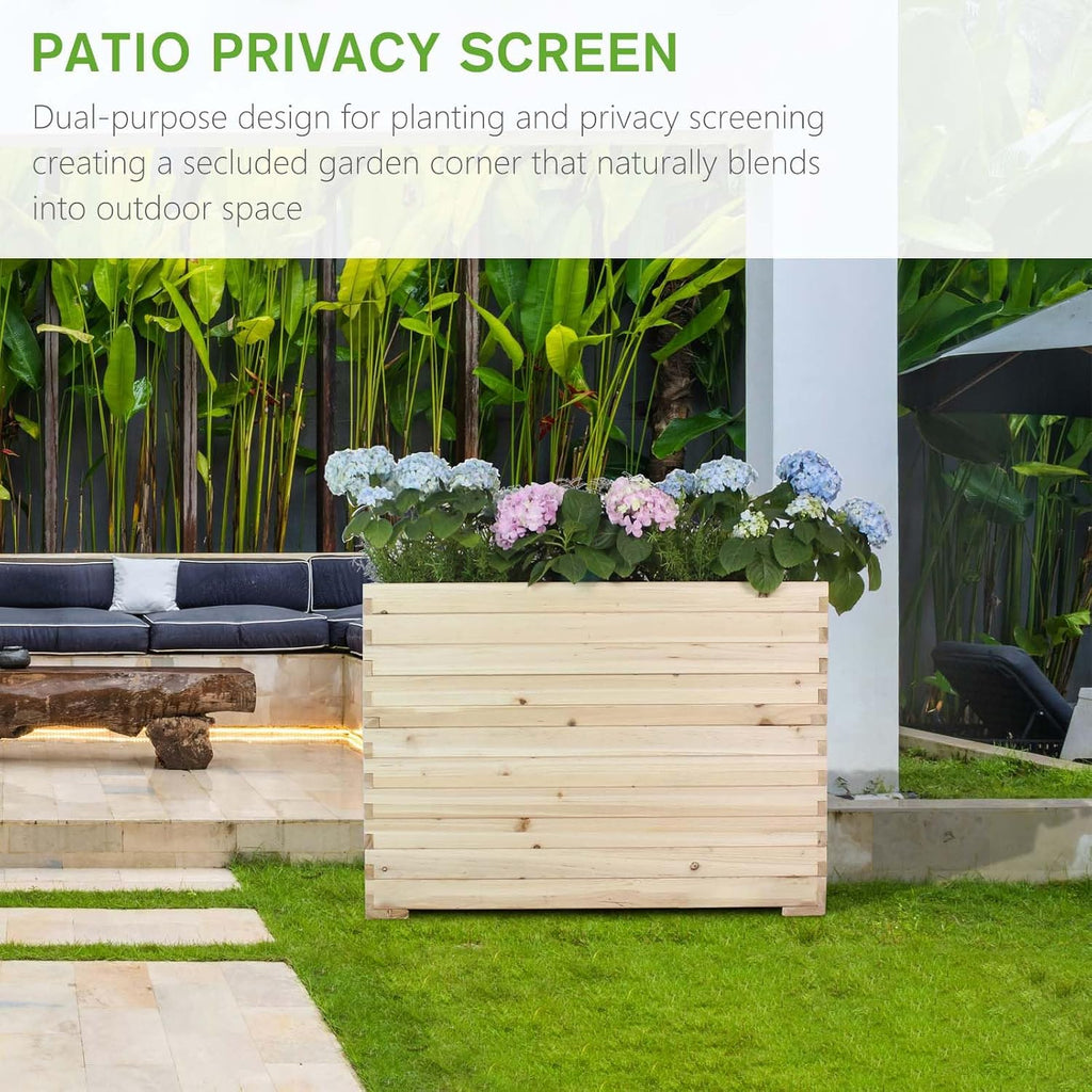 Wood Raised Garden Bed, Rectangular Planter Box Outdoor Large Tall Trough 39"x28"x15" Flower Planters Boxes with