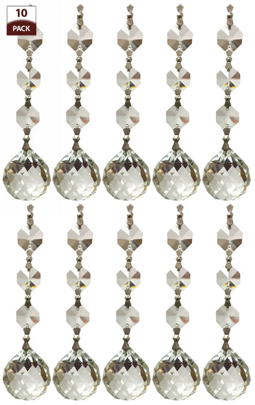 Designs Chandelier Clear Crystal Prism Pendants Balls Faceted Ball with Chrome Connectors, 2 inch, Crystal 3 Beads
