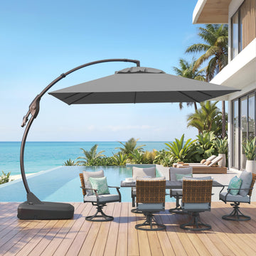 10x10 FT Sunbrella Cantilever Square Umbrella, Charcoal