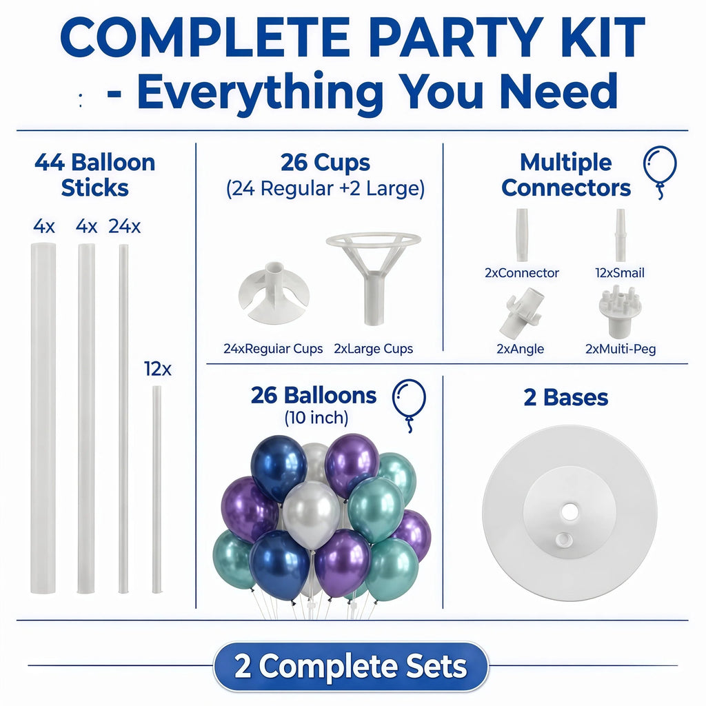 Balloon Column Stand Kit with Balloons, Base and Pole, Balloon Column Kit for Floor or Table Backdrop Decoration for