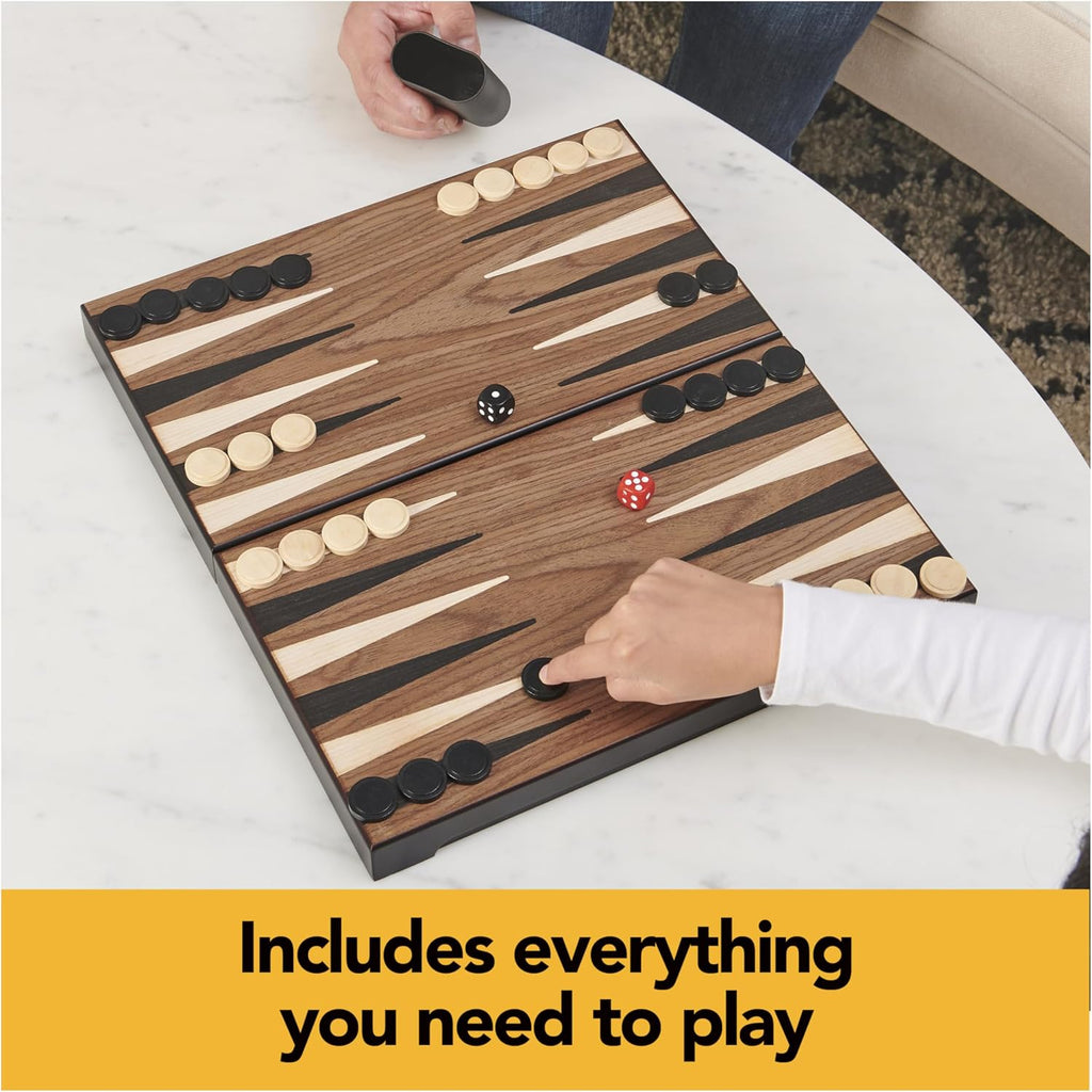 Legacy Deluxe Wooden Backgammon Classic 2-Player Original Board Game Set with Cups and Dice, for Kids and Adults Aged