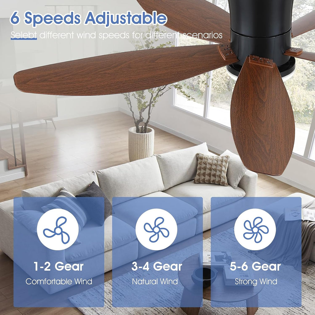 Ceiling Fans with Lights-48 Low Profile Ceiling Fan with Light and Remote/APP Control,Flush Mount,DC Reversible,LED Dimmable Modern Ceiling Fans for Bedroom,Indoor/Outdoor Patio Use(Brown) A101-B0DNLVQ4XV