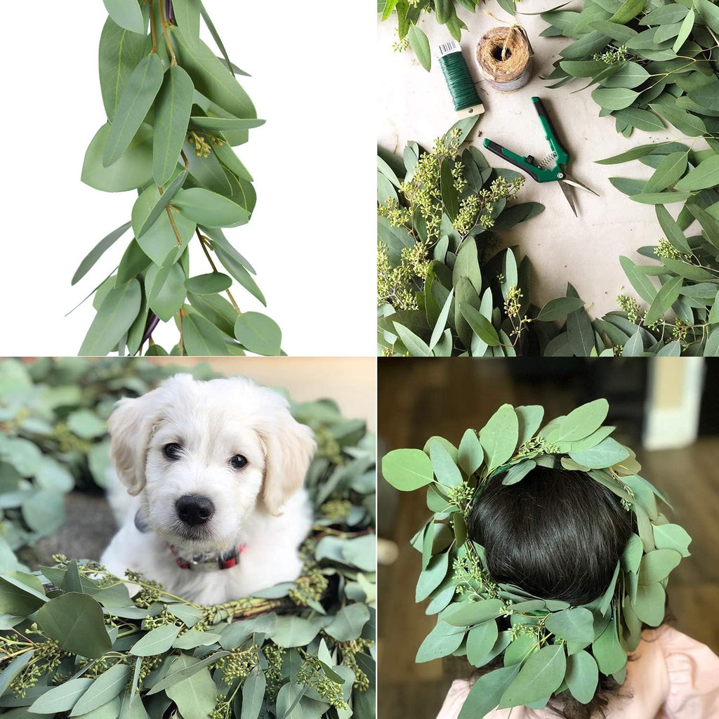 5.5ft Seeded Eucalyptus Garland, Artificial Vines Faux Eucalyptus Leaves Table Garland Artificial Greenery Wedding