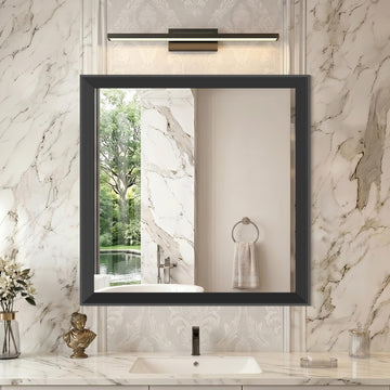 30"x30" Black Bathroom Mirrors for Over Sink, 3MM Tempered Glass, Metal Frame, Rectangle Vanity Wall Mirror