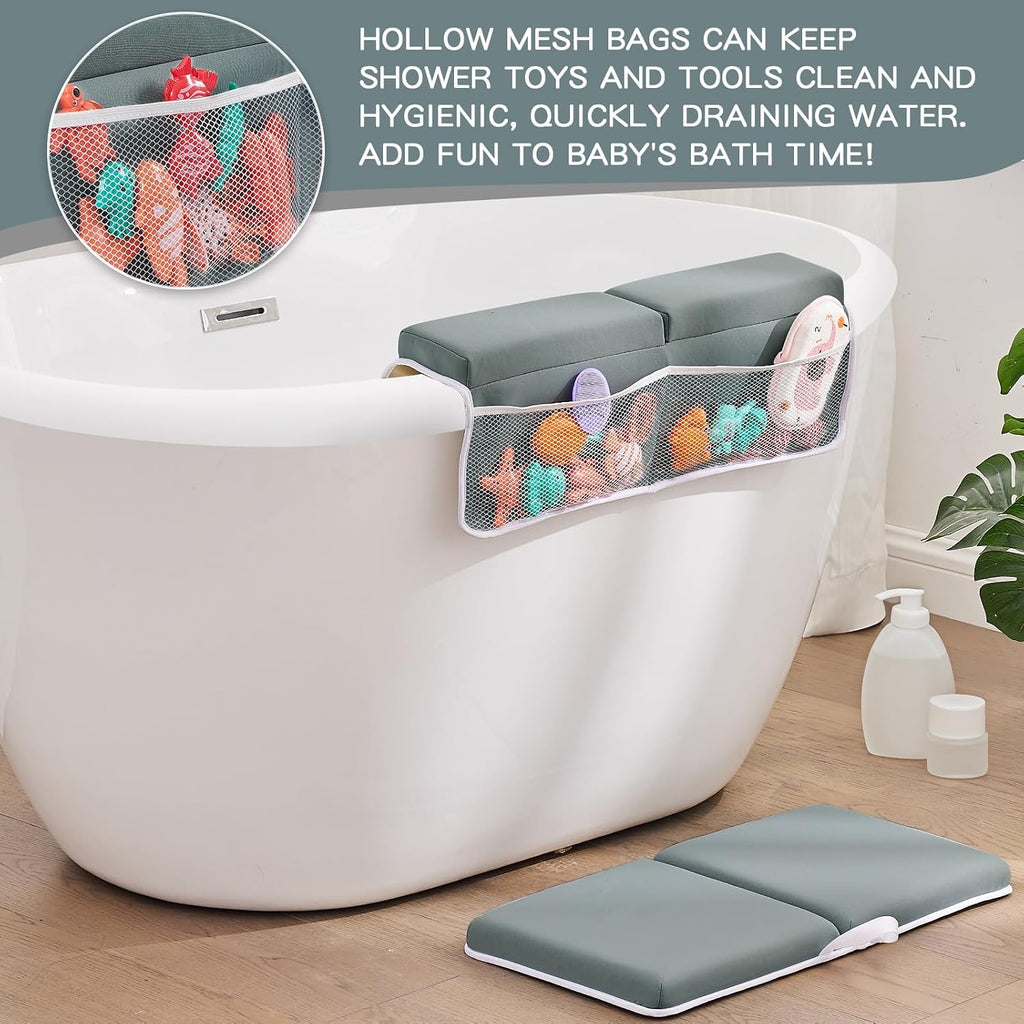 Bath Kneeler and Elbow Rest Pad Set,Bath Kneeling Pad Thick Soft Quick Dry Bathtub Mat for Bathing Time,Baby