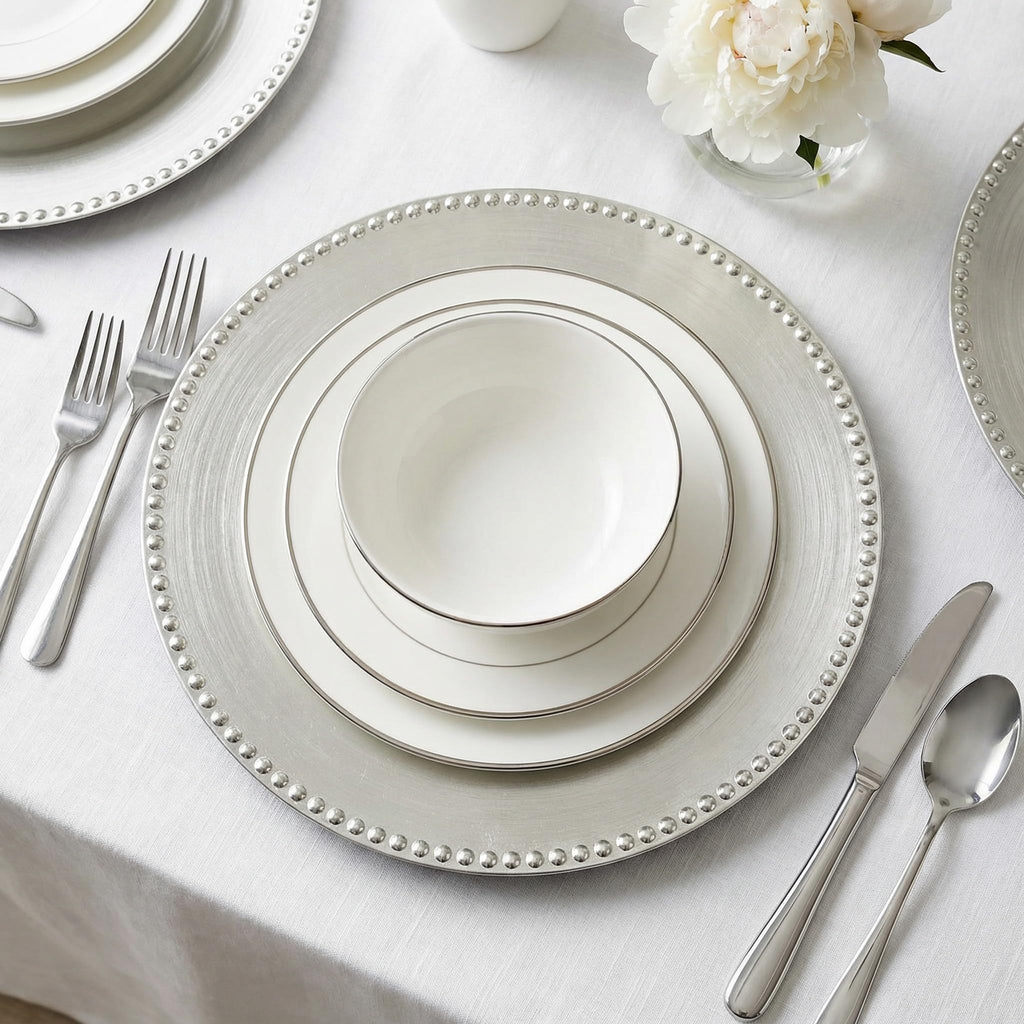 13" Silver Charger Plates 10 PACK,Silver Chargers for Weddings Christmas