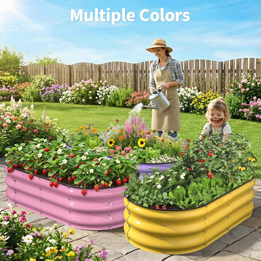 Raised Garden Bed 6X3X1 FT Galvanized Steel Metal Raised Garden Bed Ov