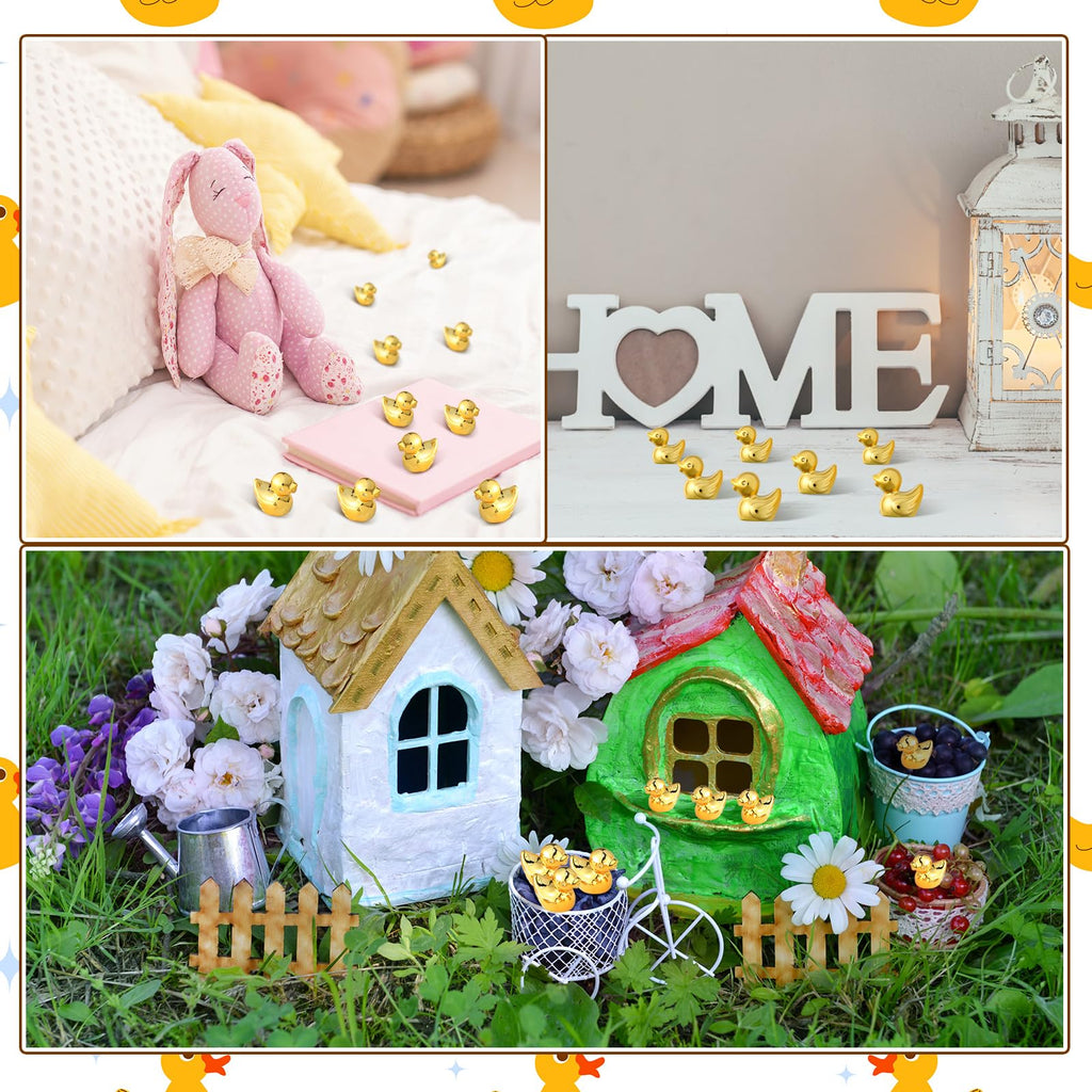 300 Pcs Mini Gold Duck Figurines Decor