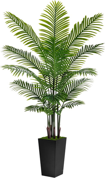 Artificial Plant 6FT Fake Palm Tree with Black Tall Planter