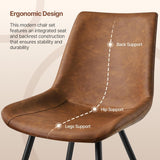 Dining Room Chairs Set of 2 Mid Century Modern Kitchen Chairs with Upholstered Faux Leather and Metal Legs for Dining