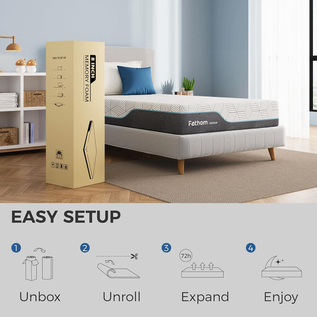 Medium Queen Mattress 12 Inch Memory Foam Mattress Queen Size Bed in a Box for Back Pain Relief and Cool Sleep with