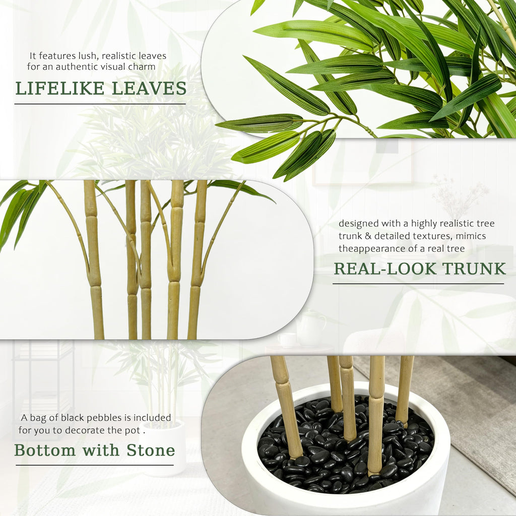 5FT Faux Bamboo Tree, Artificial Plants with Pot for Indoor Decor