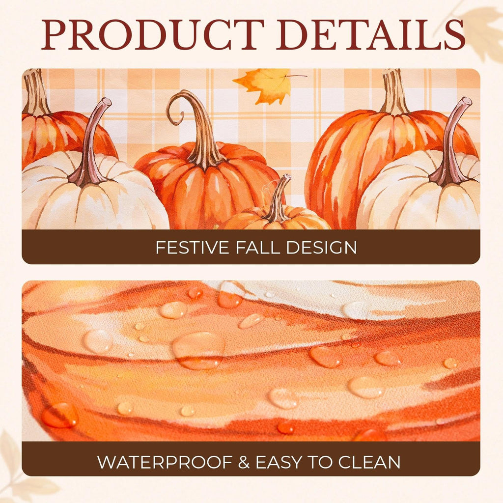 Fall Gingham Vinyl Tablecloth, Rectangle 54 x 78, Orange
