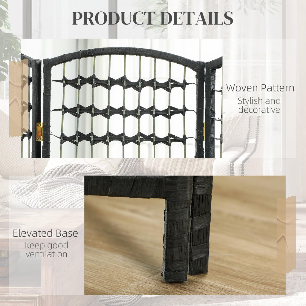 8 Panel Room Divider, Folding Privacy Screen, 5.6', Black