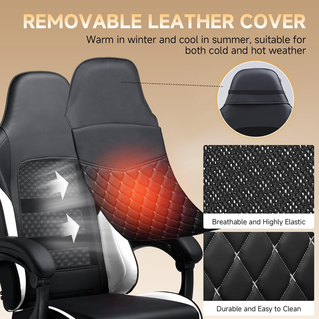 Gaming Chair, High Back Leather Computer Gaming Chair with Footrest, Ergonomic Height Adjustable Office Chair with