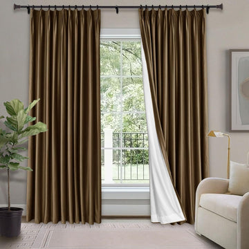 Velvet Curtains Blackout Curtains Thermal Insulated Window Panels Pinch Pleat Curtains for Traverse Rod and Track