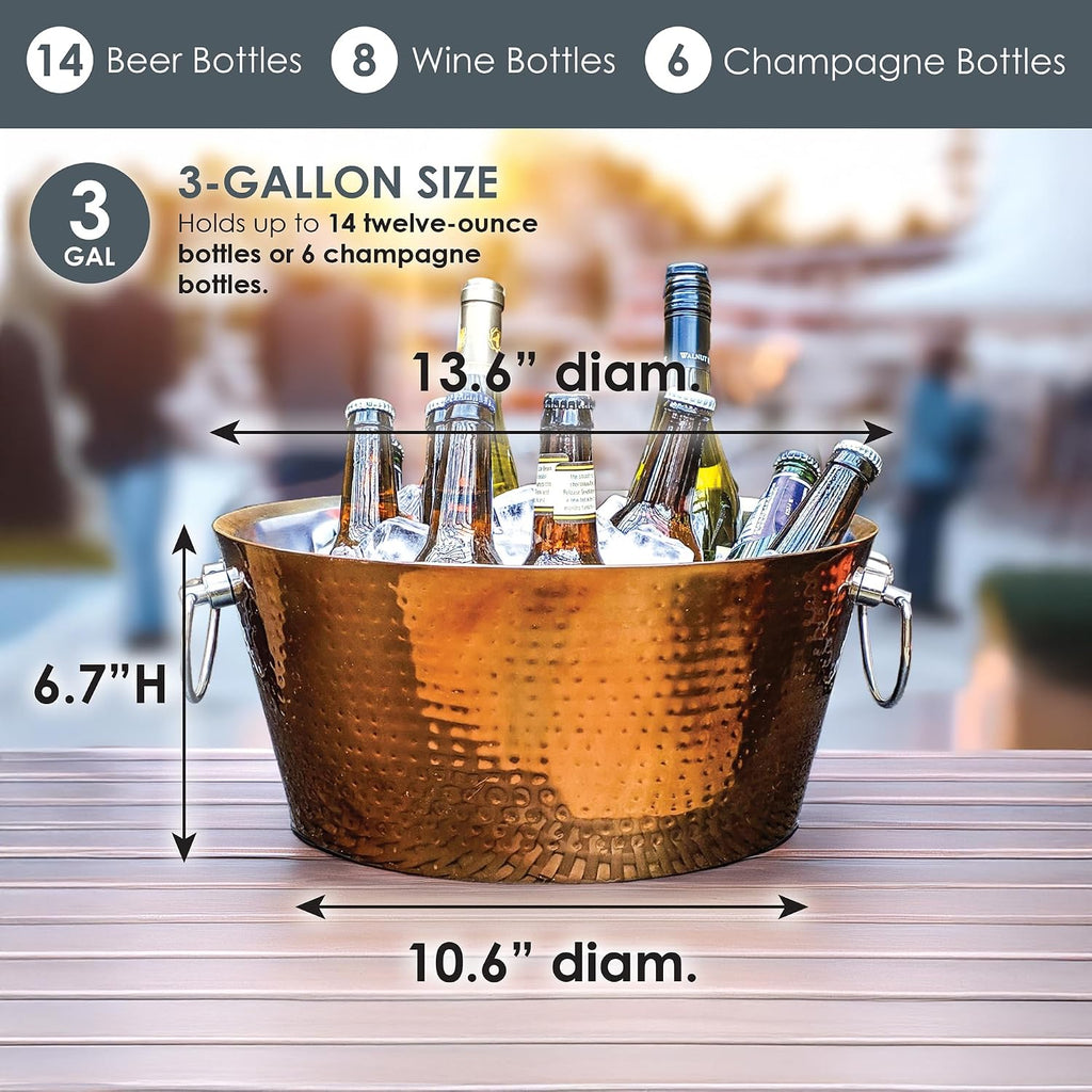 Insulated Stainless Steel Beverage Tub & Ice Bucket, Rose, 12Qt