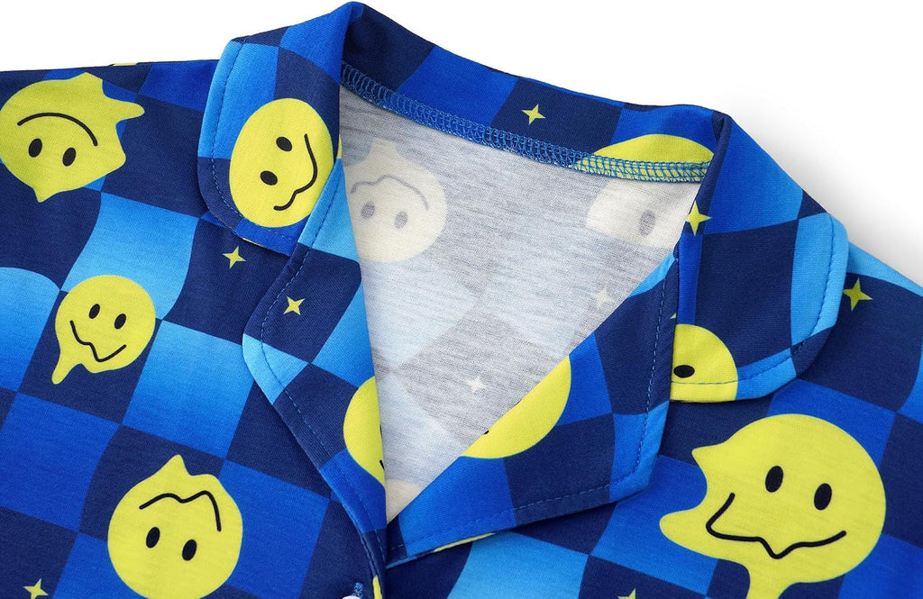 Boys Pajamas Fun Prints Button-Down Short Sleeve Set