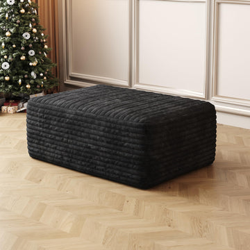 37.4" Plush Corduroy Ottoman, Upholstered Cloud Ottoman for Boneless Couch in a Box, Modular Sectional Couches