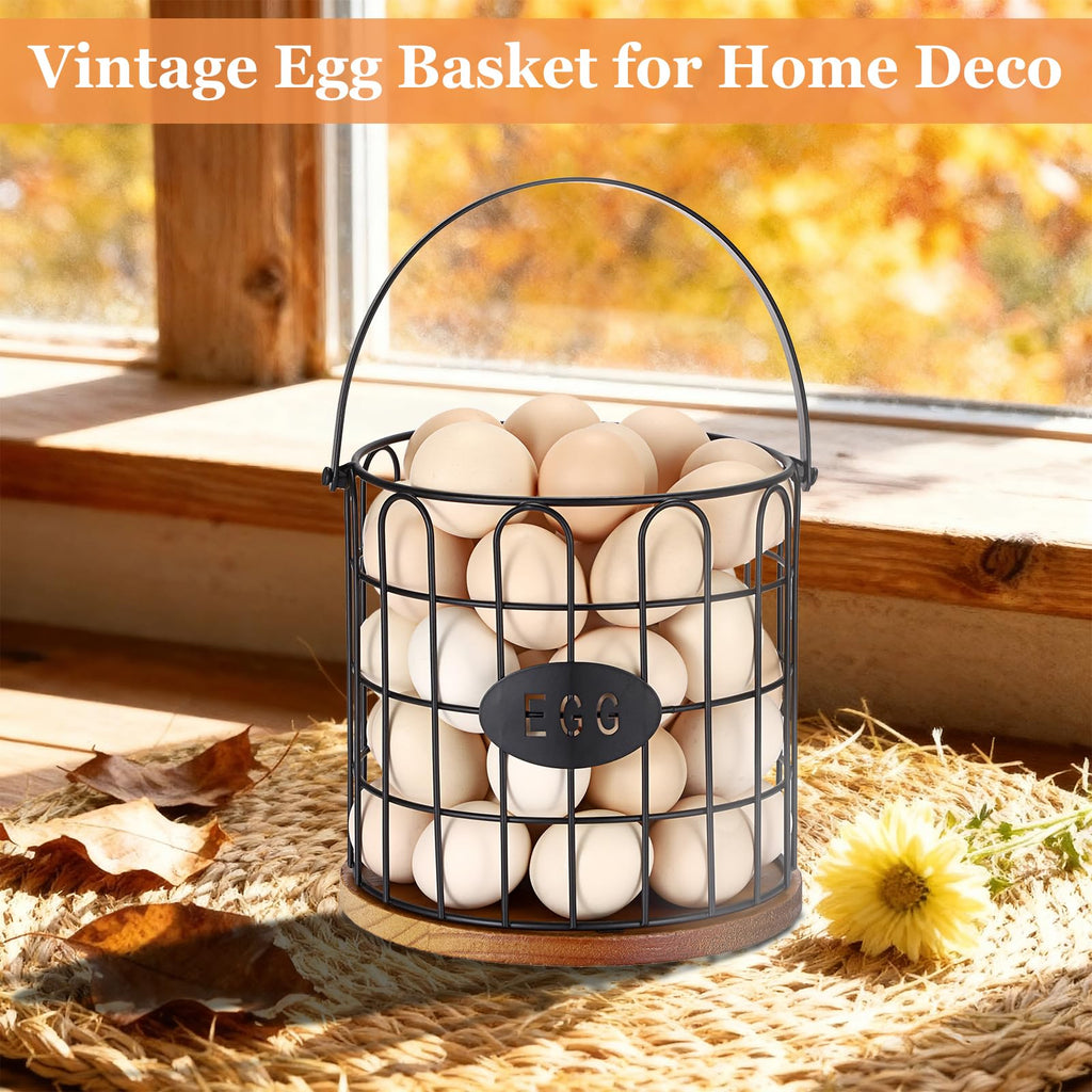 Egg Basket for Gathering Fresh Eggs, Wire Egg Basket-Straight Style