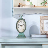 Vintage Table Clock - Battery Operated Rustic Distressed Style - Shabby Chic Home Decor for Fireplace Mantel, Shelf, Desktop, Countertop...