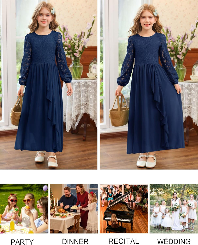 Formal Long Sleeve Flower Girl Dress for Wedding Party