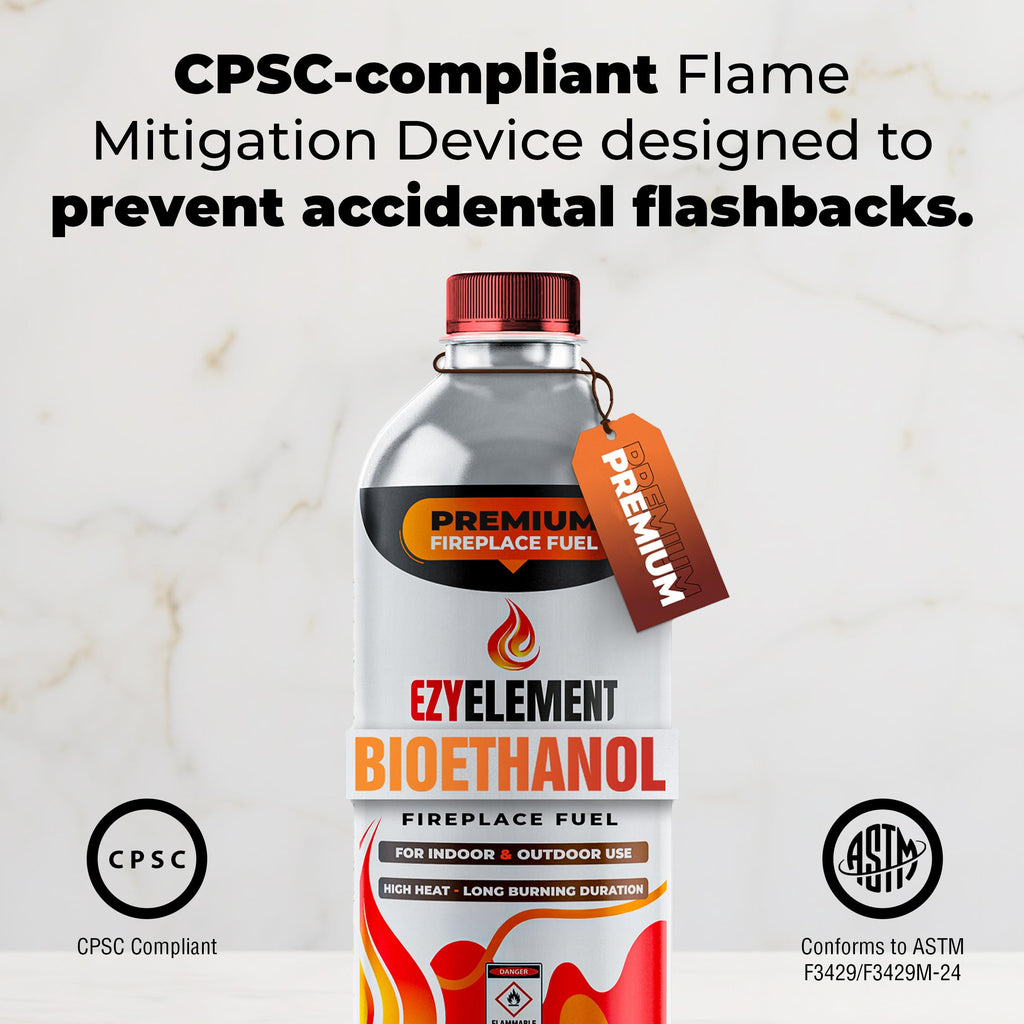 Premium Bioethanol Fireplace Fuel 3x1 Liter - Cleaner-Burning Bioethanol Fuel for Tabletop Fireplaces & Fire Pits