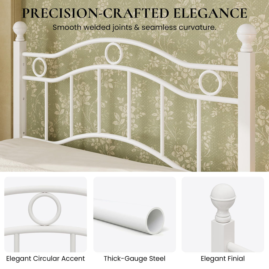 Metal Bed Frame, Victorian Vintage Style, White