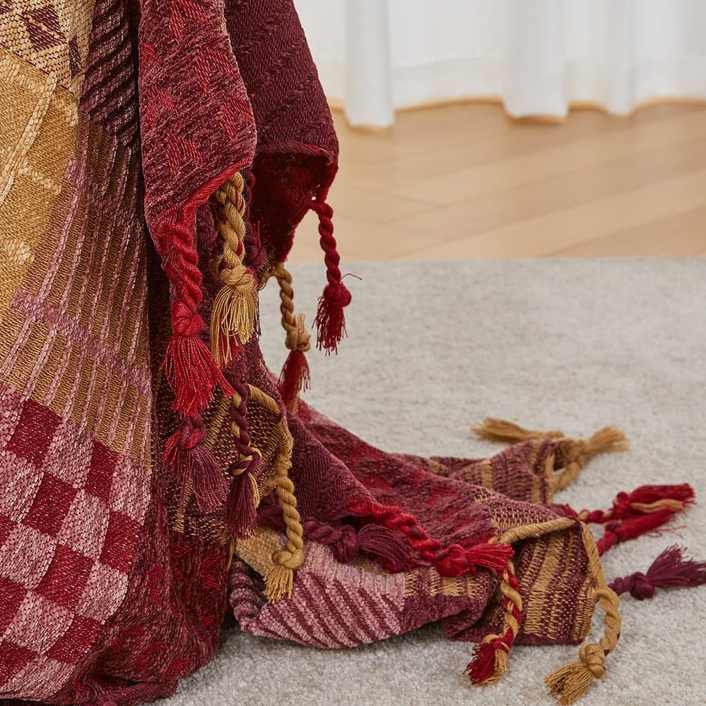 Boho Throw Blanket, Throw Blankets for Couch Bed (L, 86 x 102 in)