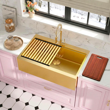 36 Inch Stainless Steel Farmhouse Sink, Gold Drop In Farmhouse Sink