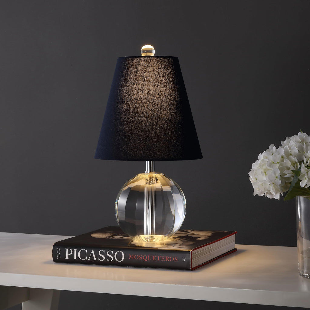 Goddard 16" Crystal Ball Orb Metal LED Table Lamp, Clear/Navy