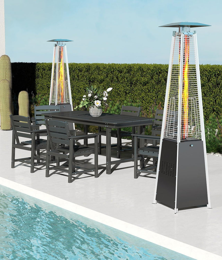 48,000 BTU Pyramid Patio Heater with Wheels, Cover, Black | Triple Safety Protection Propane Heaters, Outdoor Patio