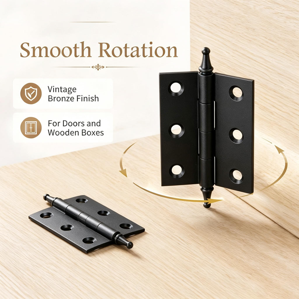 2 Inch Folding Butt Hinges, Matte Black, 2Pcs